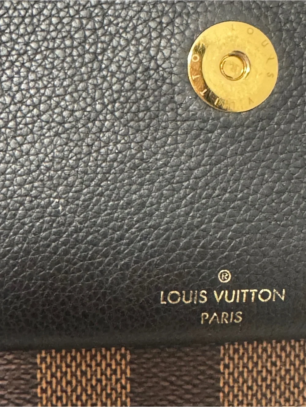 Louis Vuitton Brown Damier Ebene Clasp Wristlet with Gold Hardware